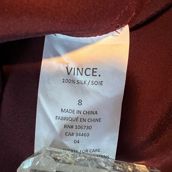 Vince cranberry size 8 tunic 100% silk - Picture 6 of 10